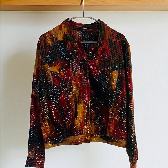 Elementz Fabulous, Multicolor Sequin Jean Jacket - Picture 2 of 5